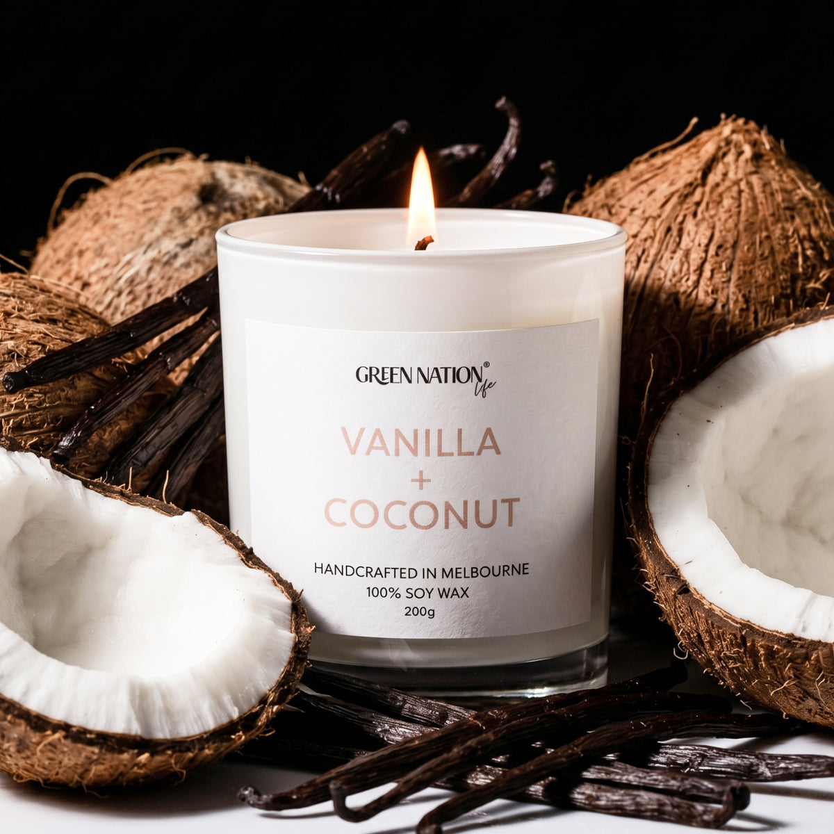 Soy Wax Candle 200gm - Vanilla + Coconut – Green Nation Life