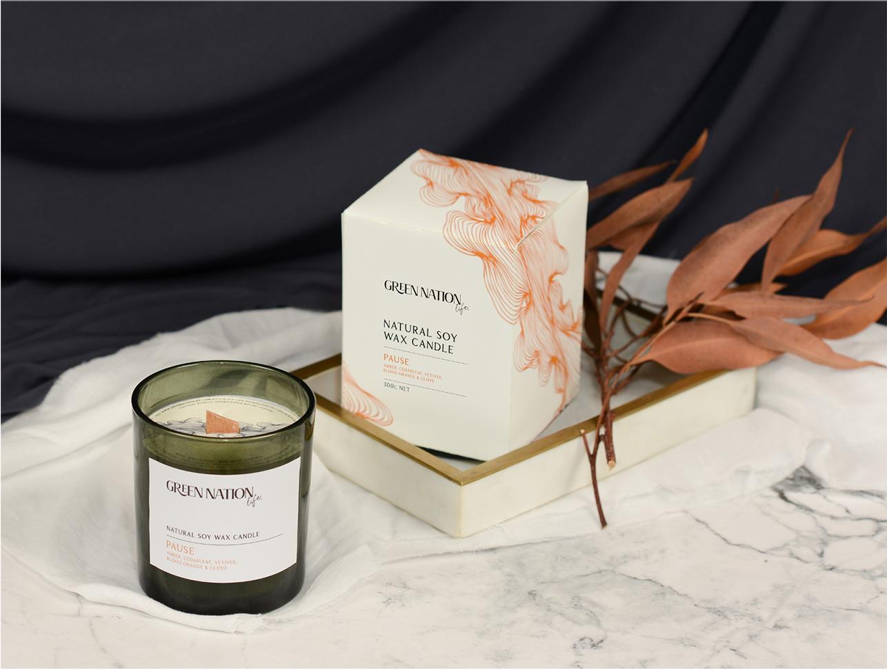 Luxurious Scented Soy Wax Candle 300gm - Pause